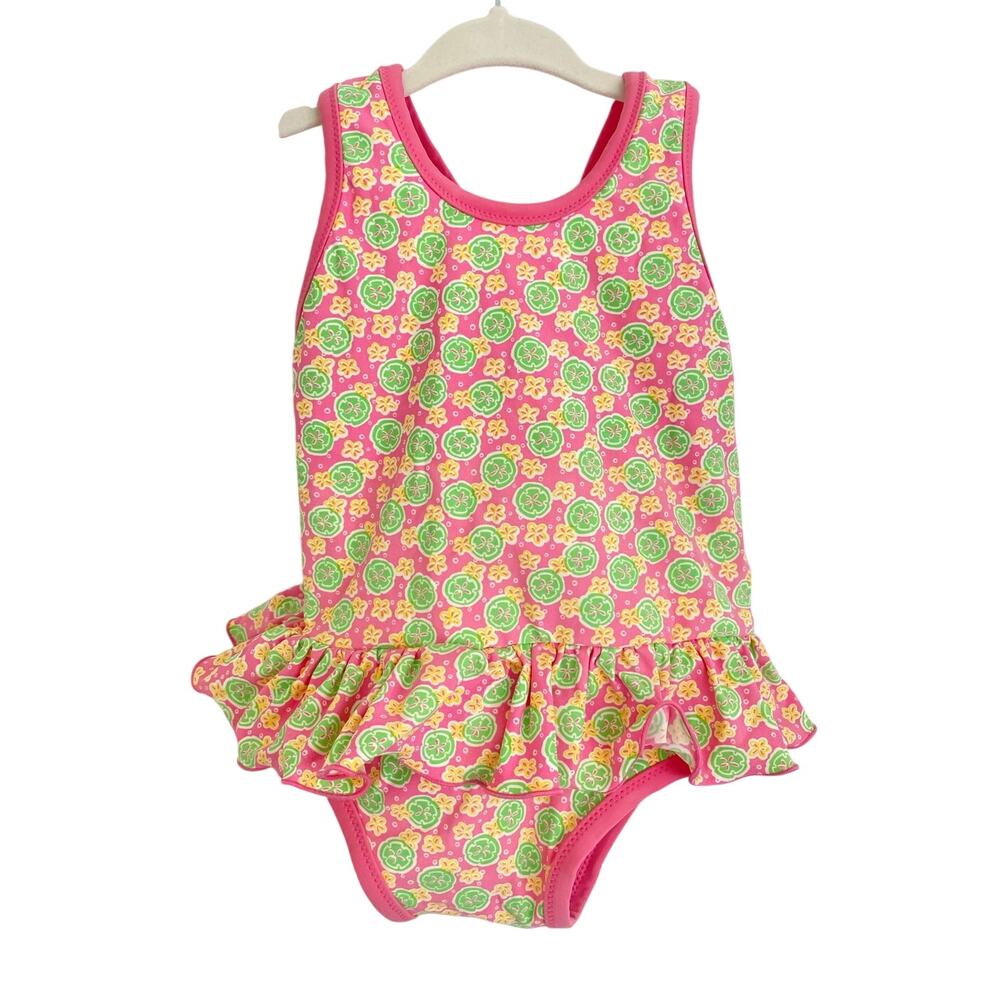 Lilly Pulitzer Baby Girl Pink Floral Print One Piece Swimsuit 18-24 months